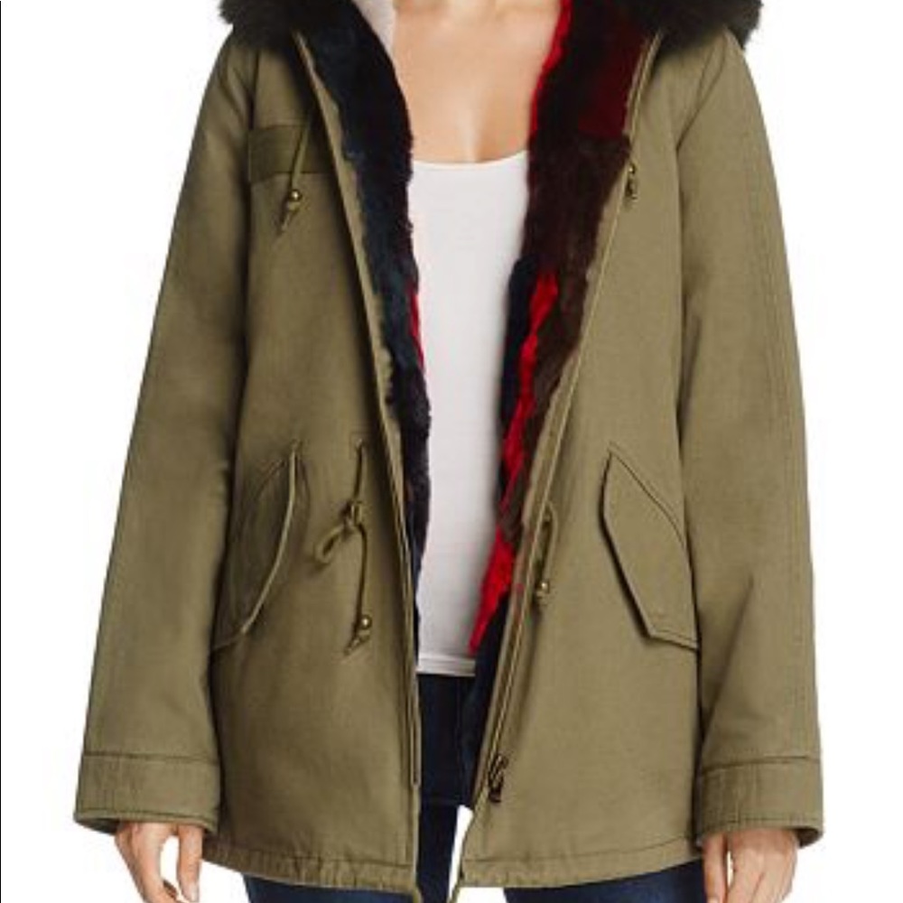 Aqua multicolor fur Reversible anorak jacket